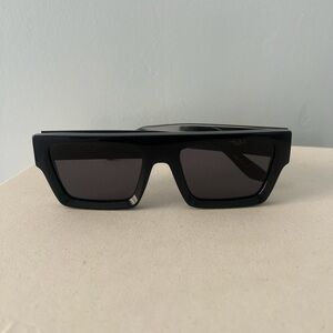 DEZI Black Rectangular Shield Sunglasses